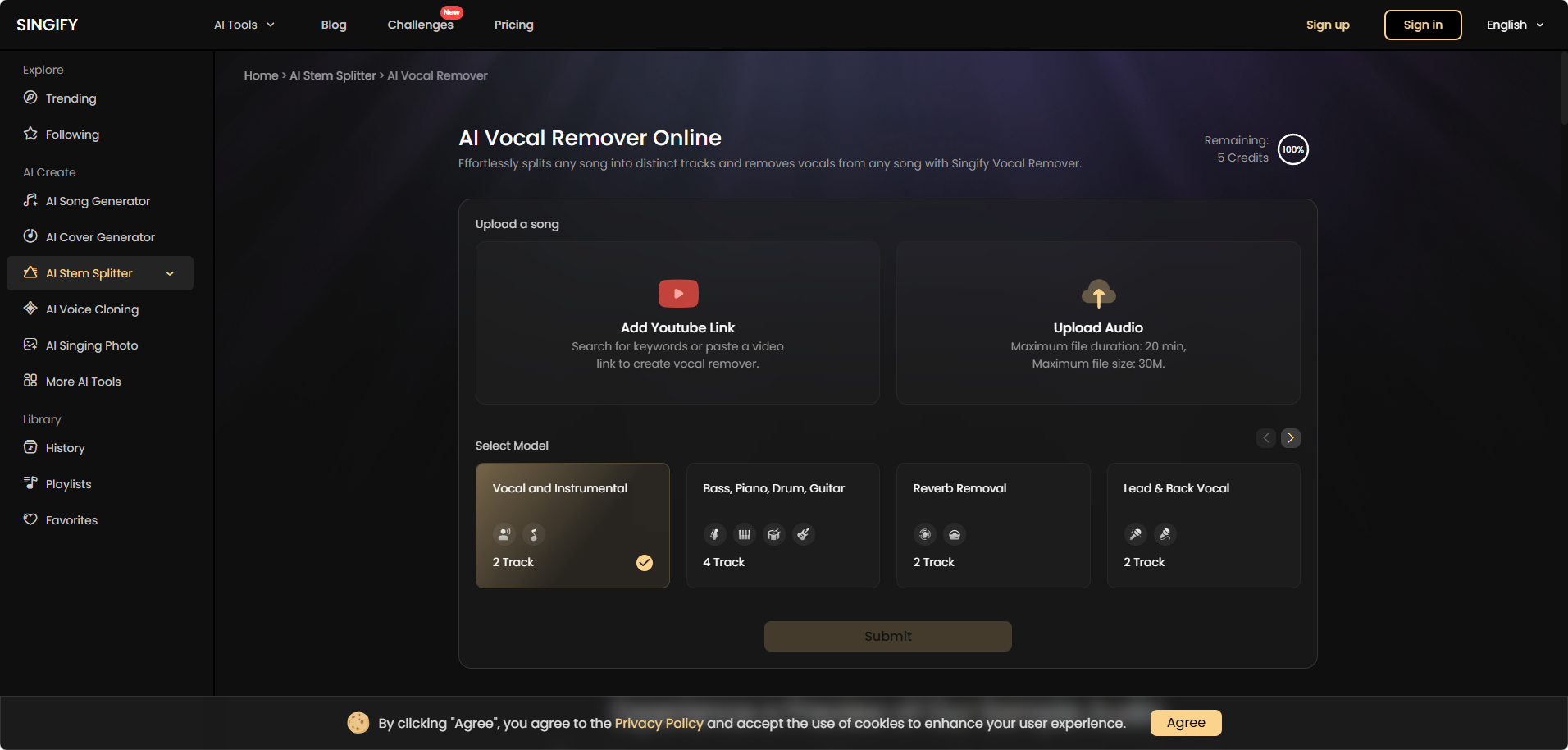 Singify Vocal Remover