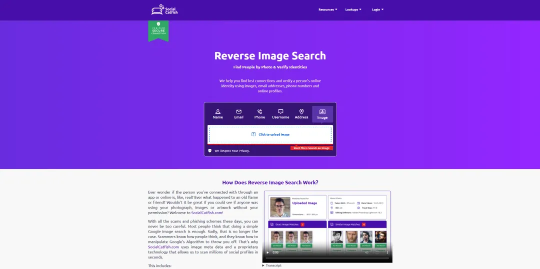 Social Catfish Reverse Image Search