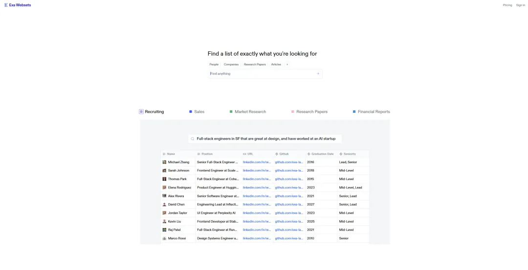 Exa Websets