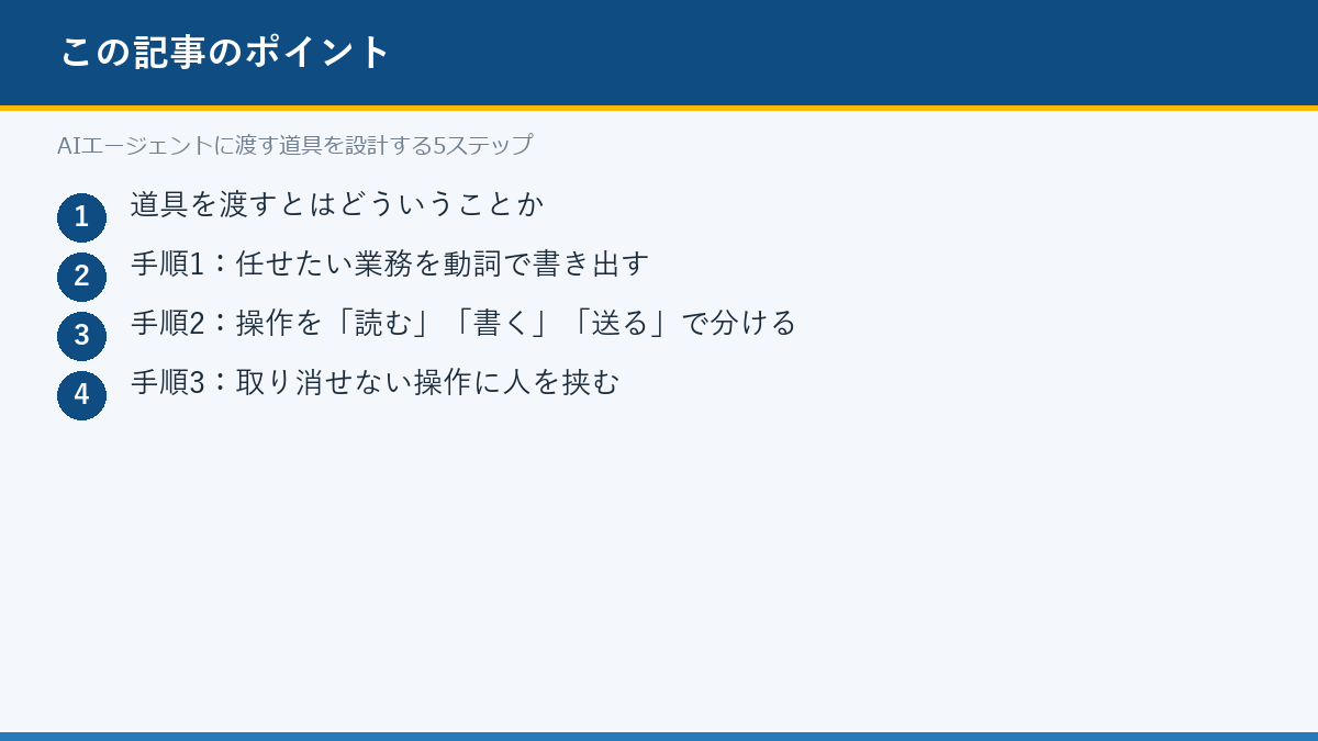 AIエージェントに渡す道具を設計する5ステップのポイント