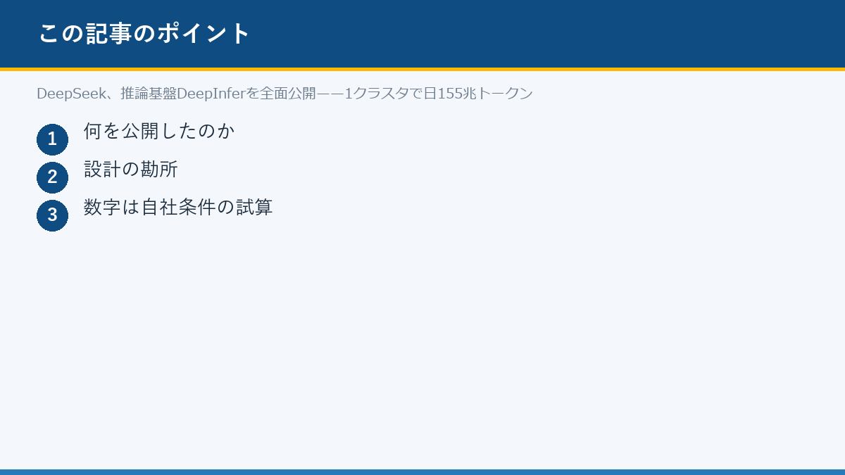 DeepSeek、推論基盤DeepInferを全面公開——1クラスタで日155兆トークンのポイント