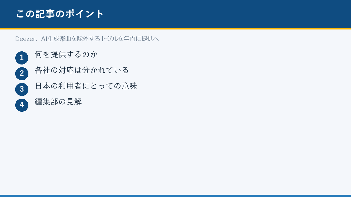 Deezer、AI生成楽曲を除外するトグルを年内に提供へのポイント