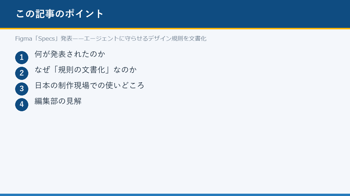 Figma「Specs」発表——エージェントに守らせるデザイン規則を文書化のポイント