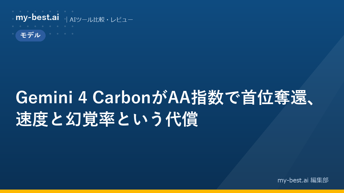Gemini 4 CarbonがAA指数で首位奪還、速度と幻覚率という代償