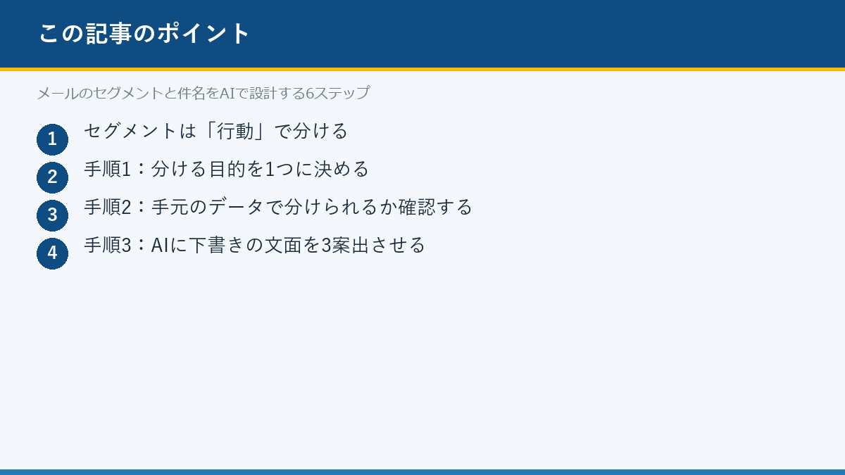 メールのセグメントと件名をAIで設計する6ステップのポイント