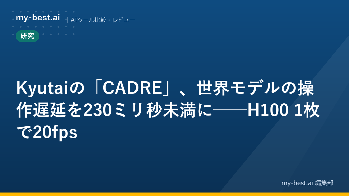 Kyutaiの「CADRE」、世界モデルの操作遅延を230ミリ秒未満に──H100 1枚で20fps