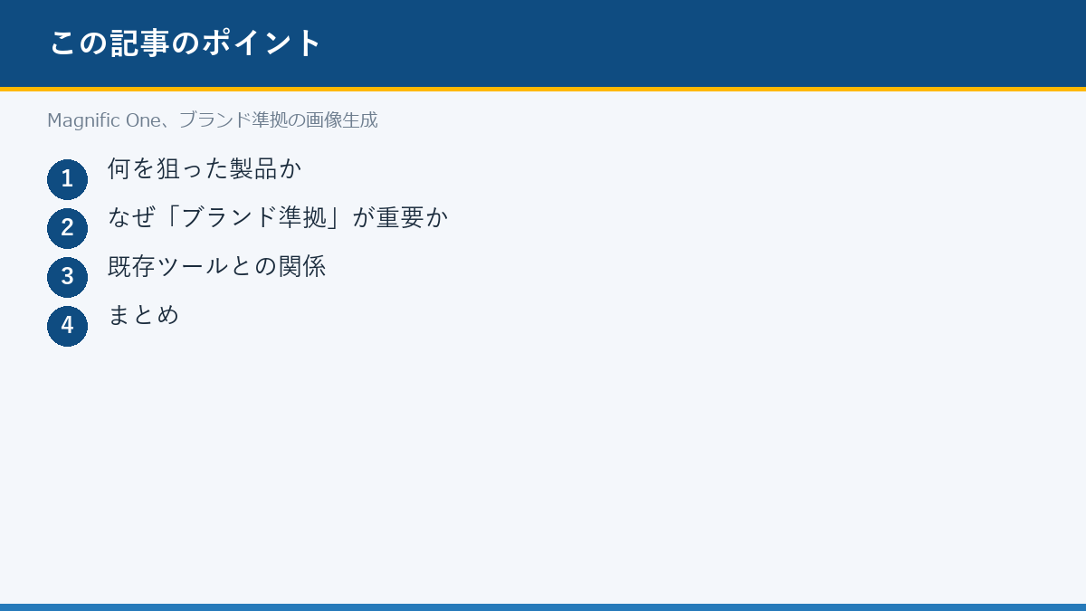 Magnific One、ブランド準拠の画像生成のポイント