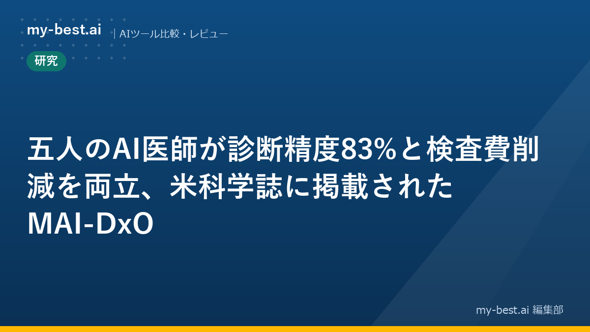 五人のAI医師が診断精度83%と検査費削減を両立、米科学誌に掲載されたMAI-DxO