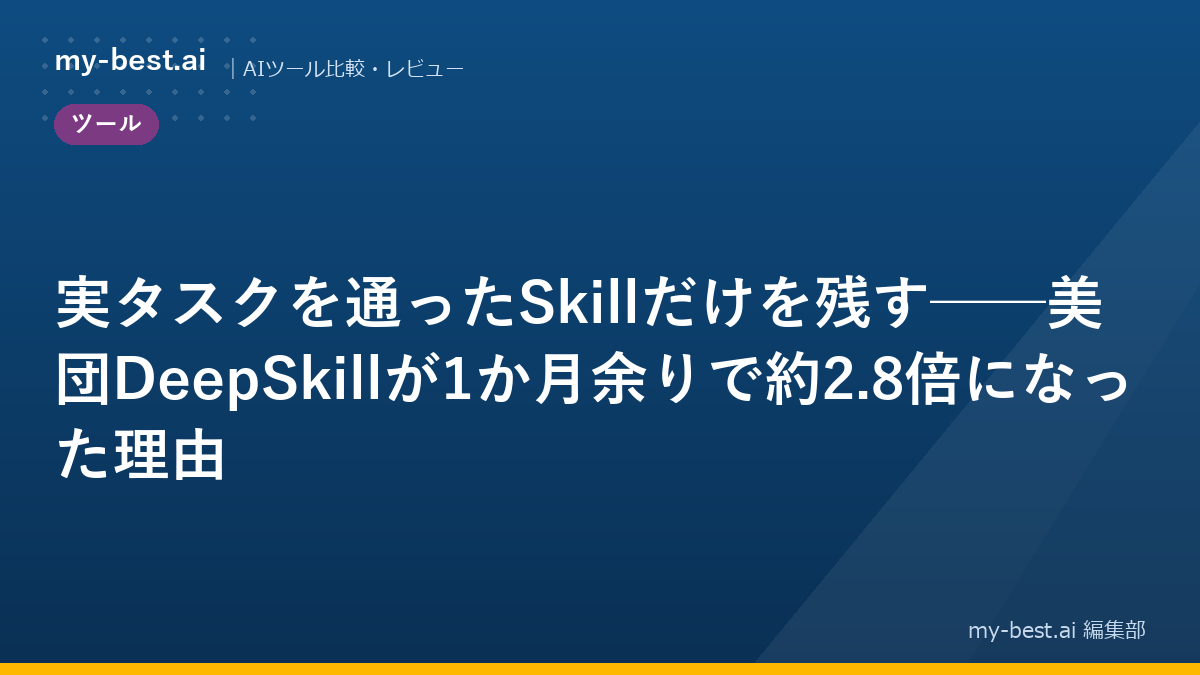 実タスクを通ったSkillだけを残す──美団DeepSkillが1か月余りで約2.8倍になった理由