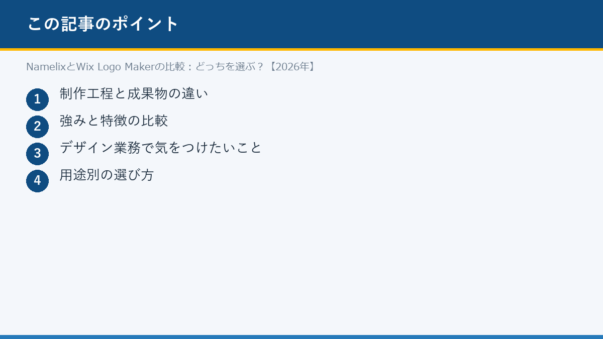 NamelixとWix Logo Makerの比較:どっちを選ぶ?【2026年】のポイント