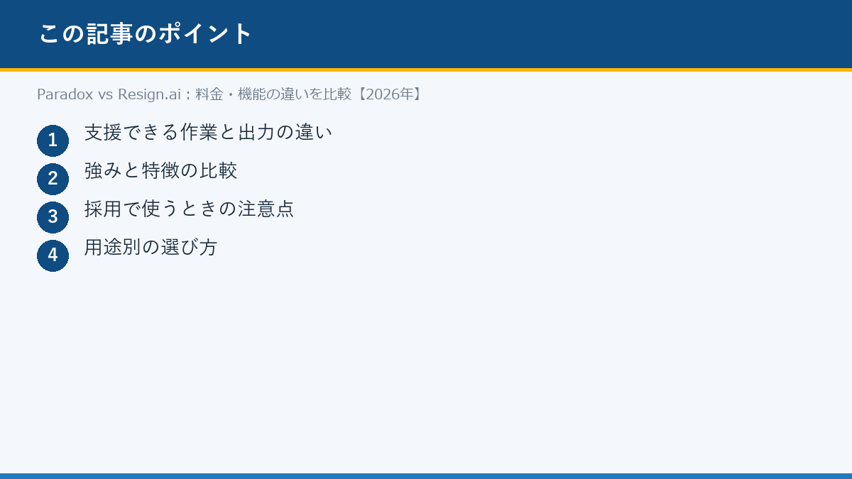 Paradox vs Resign.ai:料金・機能の違いを比較【2026年】のポイント