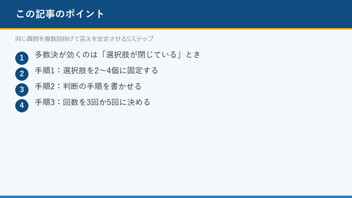 同じ質問を複数回投げて答えを安定させる5ステップのポイント