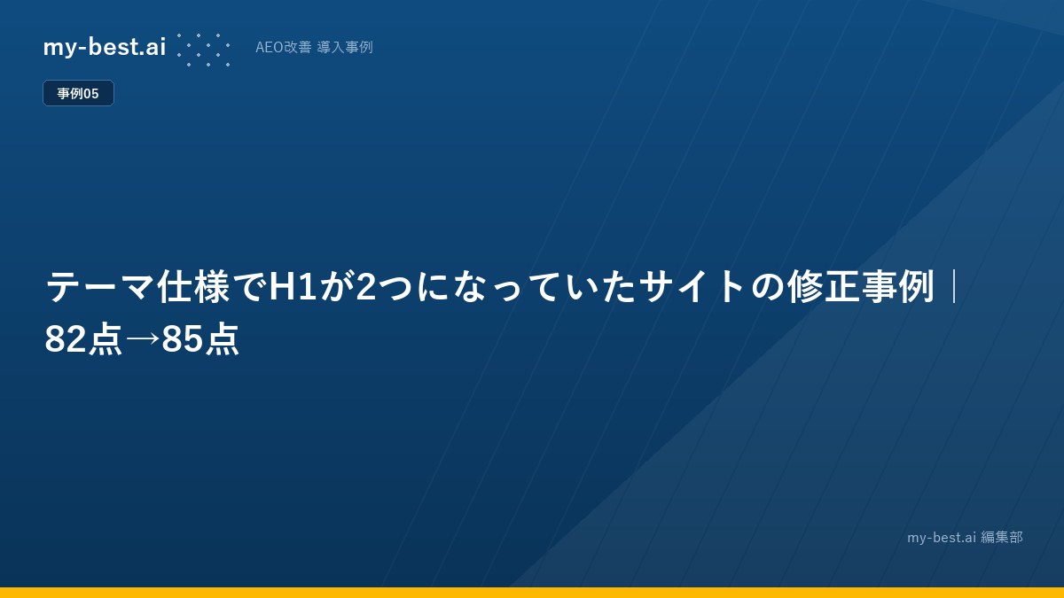 テーマ仕様でH1が2つになっていたサイトの修正事例｜82点→85点